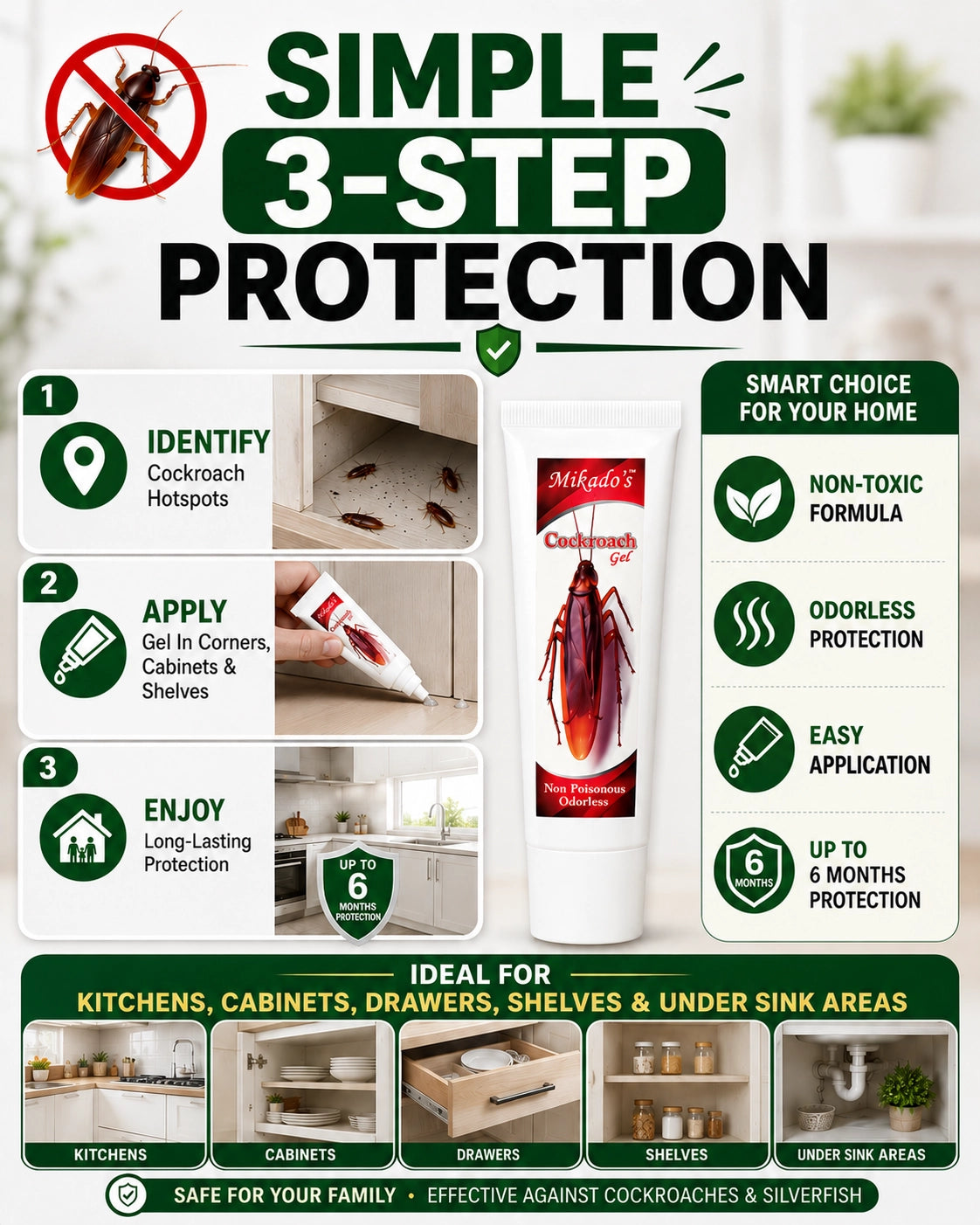 Cockroach Repellent Gel | Non-Toxic & Long-Lasting