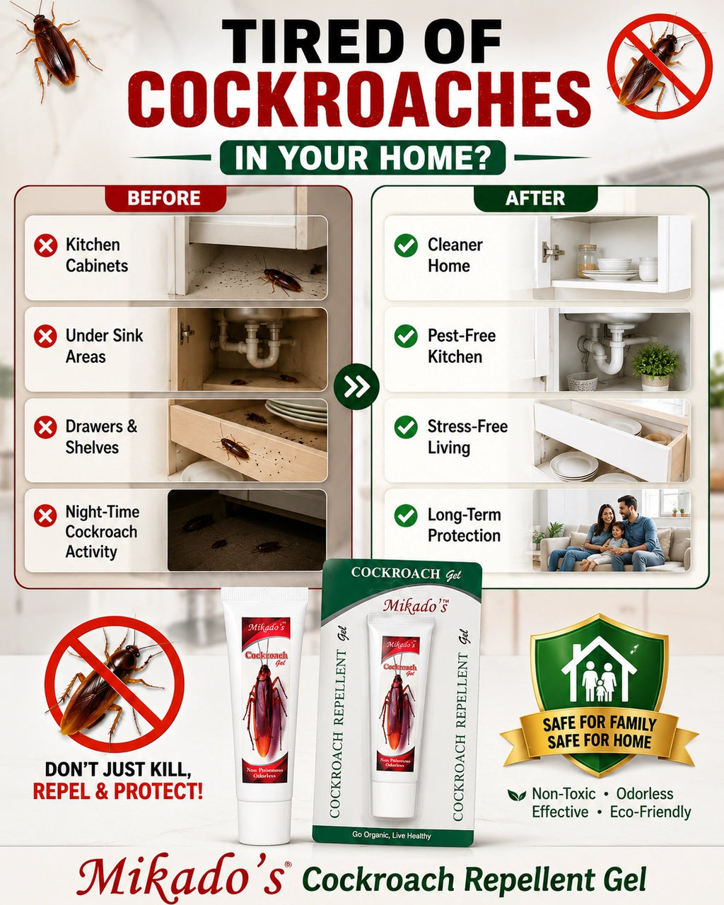 Cockroach Repellent Gel | Non-Toxic & Long-Lasting