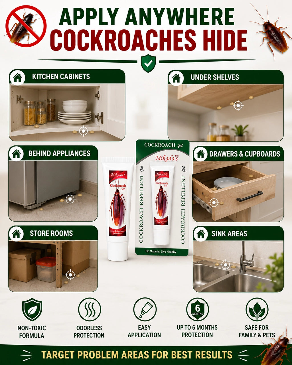 Cockroach Repellent Gel | Non-Toxic & Long-Lasting