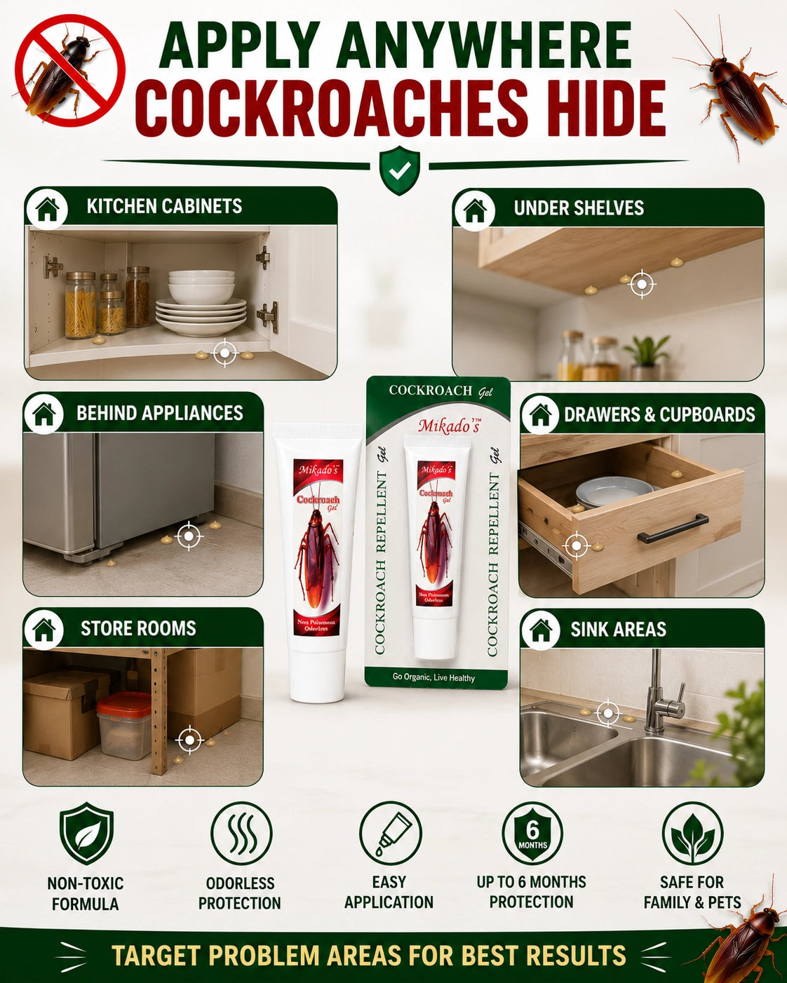 Cockroach Repellent Gel | Non-Toxic & Long-Lasting