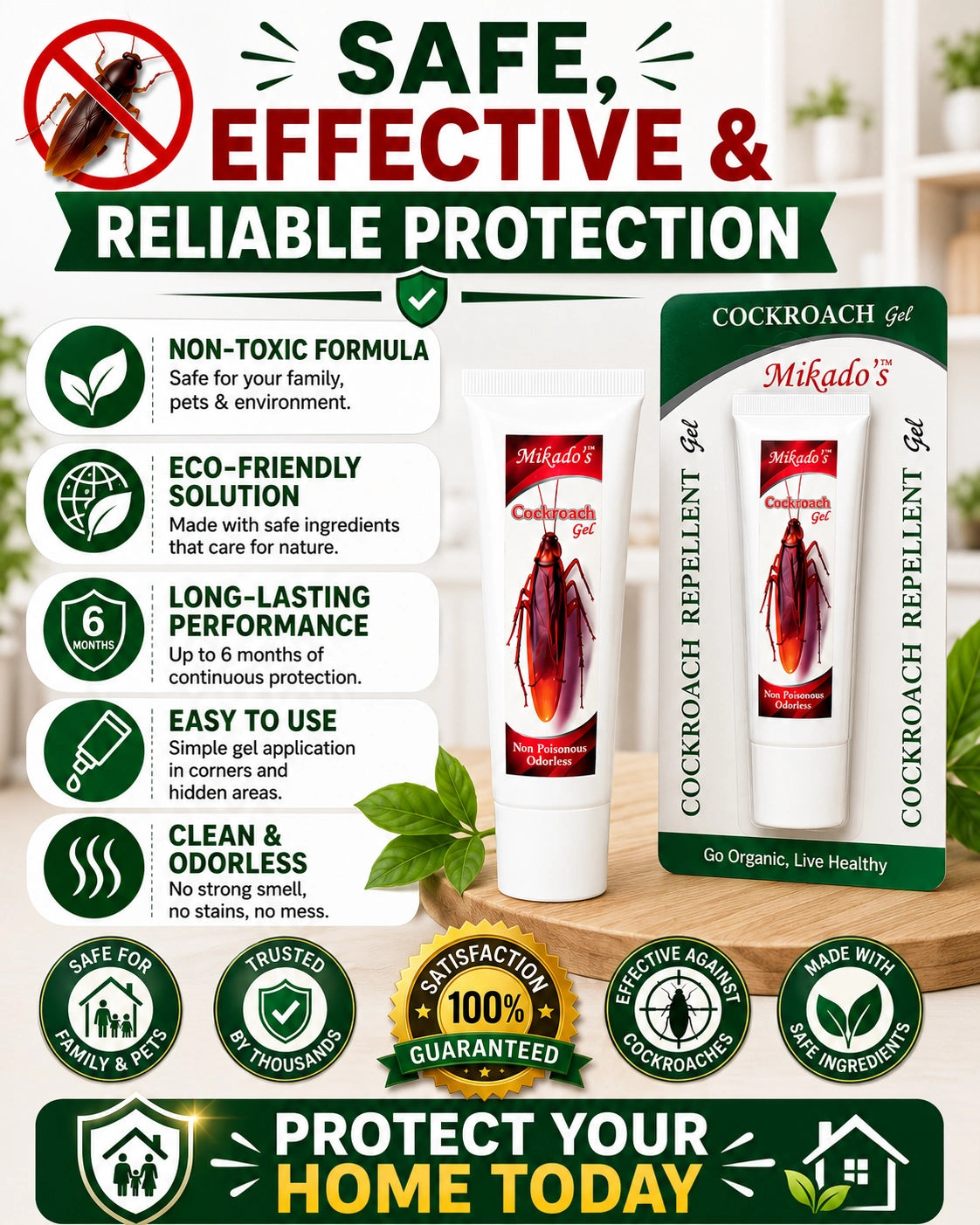 Cockroach Repellent Gel | Non-Toxic & Long-Lasting