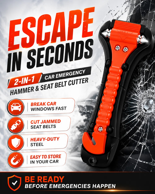 2-in-1 Car Emergency Escape Tool | Window Breaker & Seat Belt Cutter