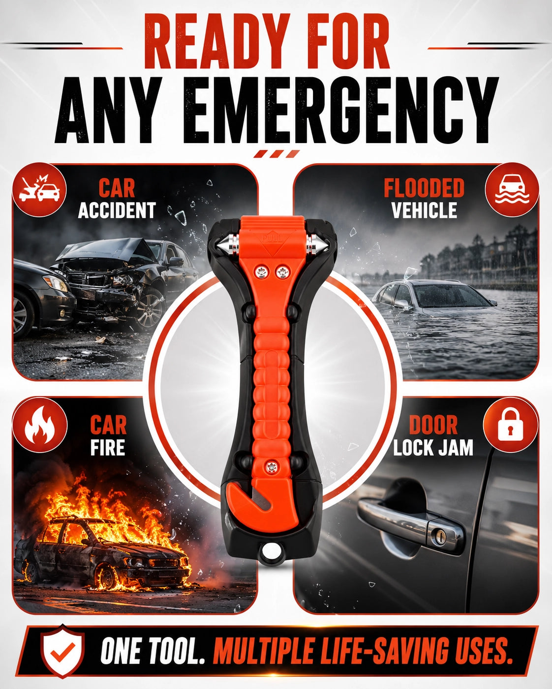 2-in-1 Car Emergency Escape Tool | Window Breaker & Seat Belt Cutter