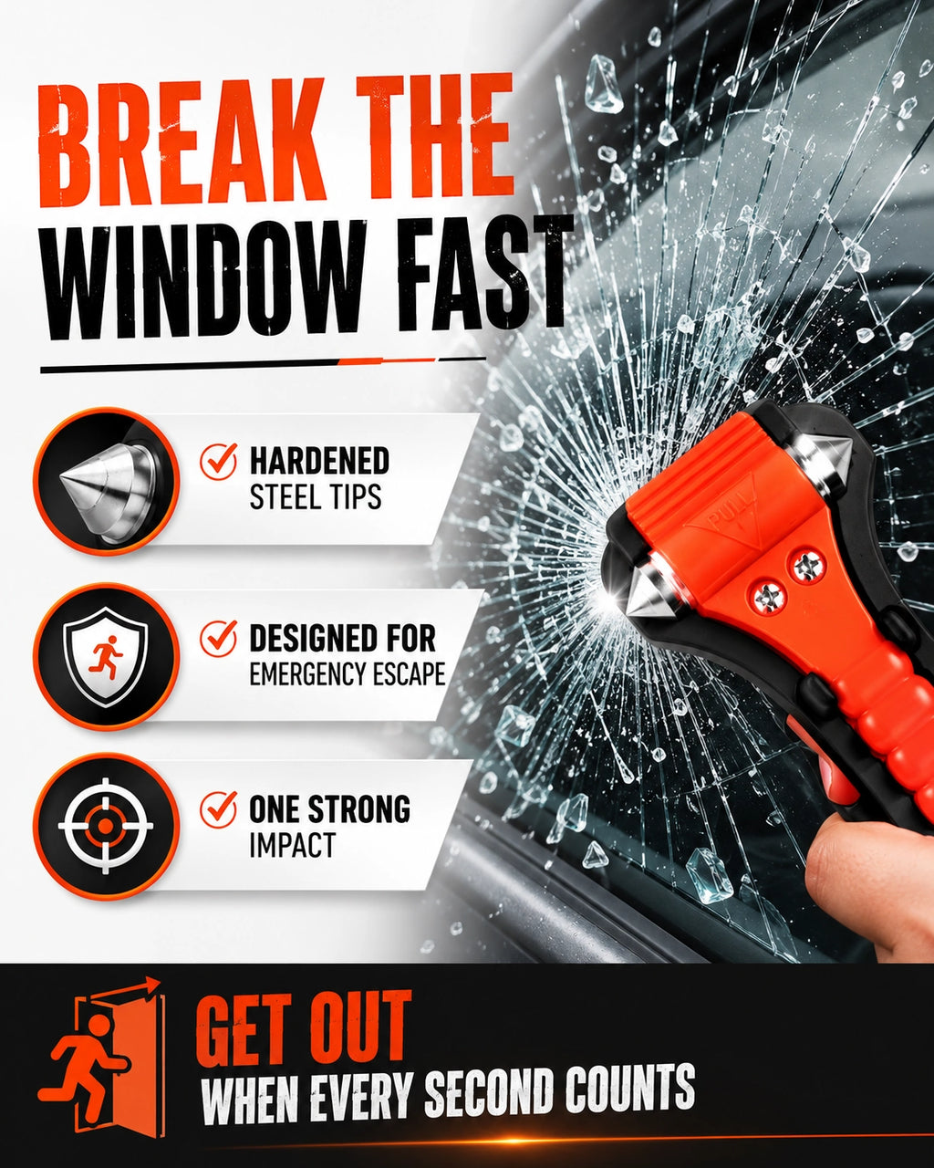 2-in-1 Car Emergency Escape Tool | Window Breaker & Seat Belt Cutter